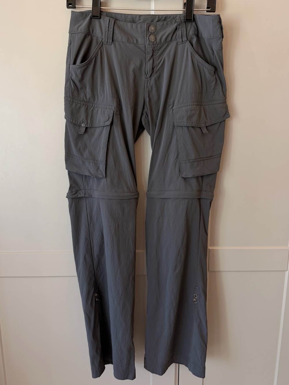 prAna Women’s 0 Short Convertible Zip Off Hiking Cargo Pants Gray